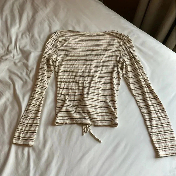 Fate by Anthropologie Striped Ruched Top 90% Cotton Size Small - Picture 2 of 5